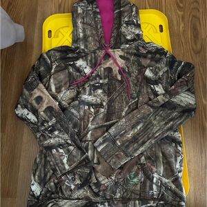 Brown and Pink Camouflage Sweatshirt with Outdoor Design